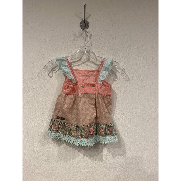 Matilda Jane Cooling Off Shirt Girls 6 Ruffle Strap Lace Trim Floral Polka Dot - Picture 4 of 4